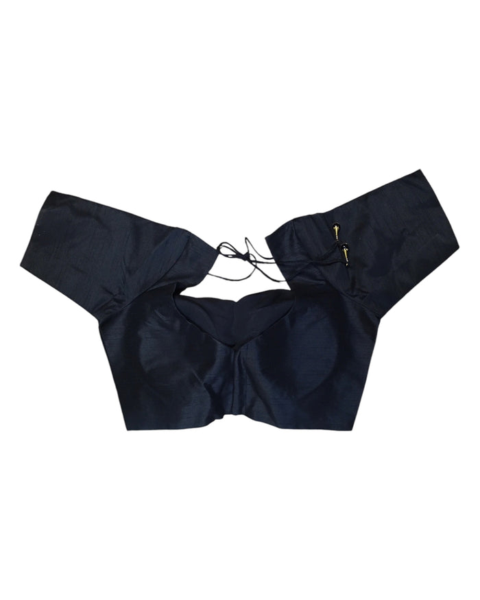 Black - Silky Saree blouse with cups,  Short Sleeves - 42" - UK Stock - Quick Delivery - RNK - N659-A