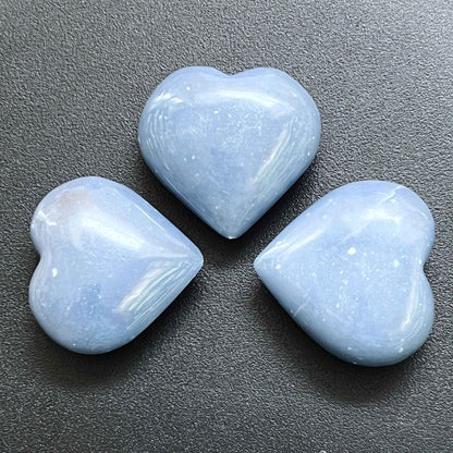 Blue Angelite Crystal Puffy Heart Carving