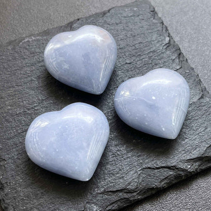 Blue Angelite Crystal Puffy Heart Carving