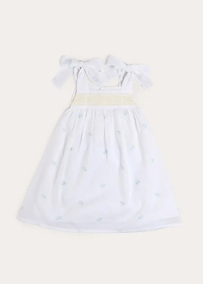 Bluebell Embroidered Bow Shoulder Tie Night Dress in White (18mths- 10yrs) NIGHTWEAR from Pepa London