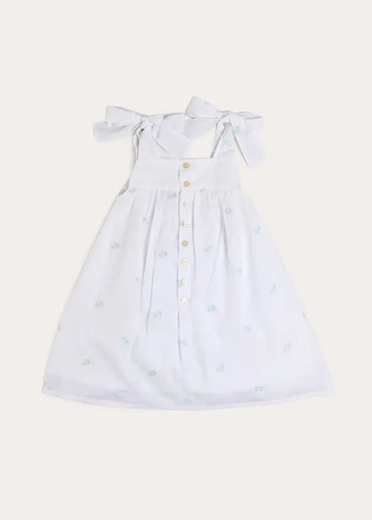 Bluebell Embroidered Bow Shoulder Tie Night Dress in White (18mths- 10yrs) NIGHTWEAR from Pepa London