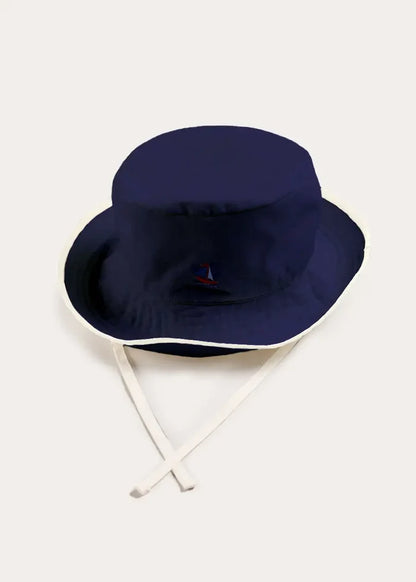 Boat Embroidered Beach Hat in Navy (S-L) ACCESSORIES from Pepa London