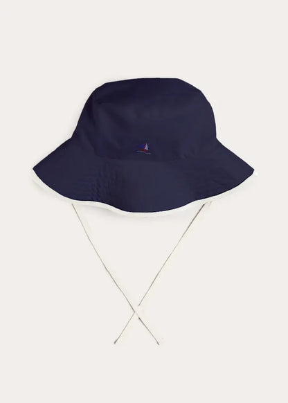Boat Embroidered Beach Hat in Navy (S-L) ACCESSORIES from Pepa London