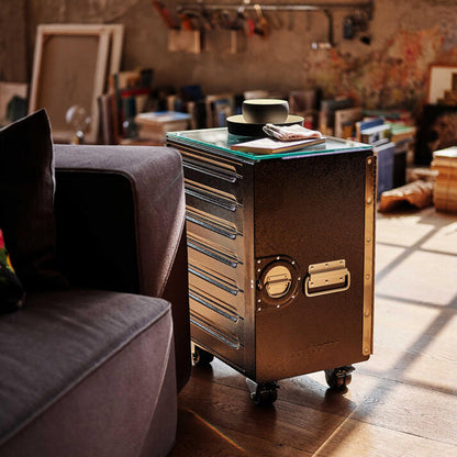 bordbar | box trolley | door hinge left + bedside equipment | black