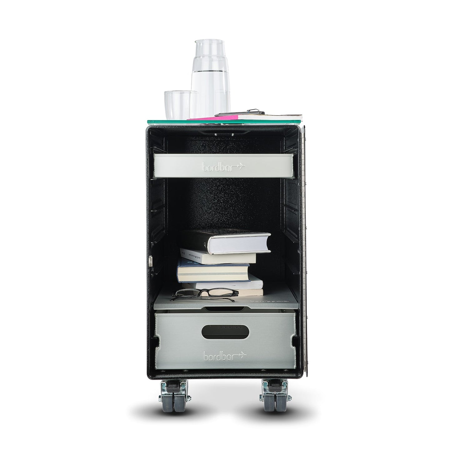 bordbar | box trolley | door hinge left + bedside equipment | black