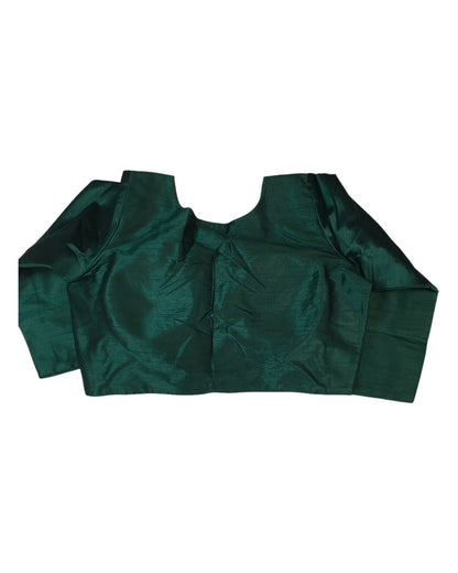 Bottle Green - Silky Saree blouse with cups,  Long Sleeves, High Back - 42" - UK Stock - Quick Delivery - RNK - R231F-A