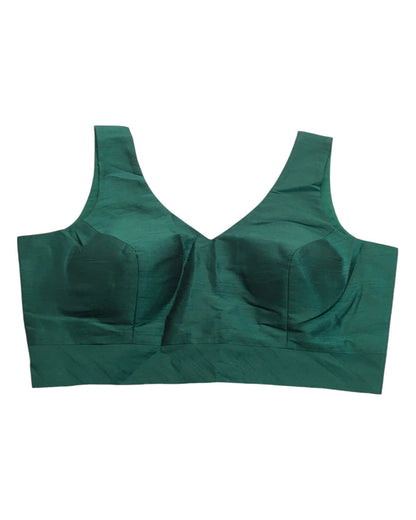 Bottle Green - Silky Saree blouse with cups,  Sleeveless - 38" - UK Stock - Quick Delivery - RNK - R722A-KY