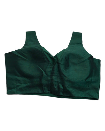 Bottle Green - Silky Saree blouse with cups,  Sleeveless - 38" - UK Stock - Quick Delivery - RNK - R722A-KY