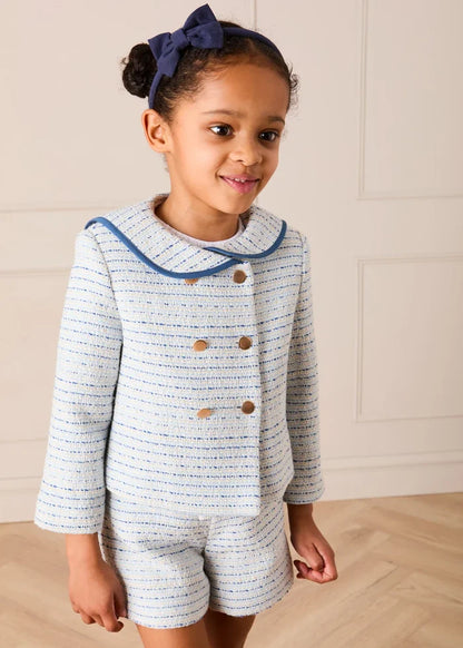 Brighton Boucle Tweed Gold Button Jacket in Blue (2-12yrs) COATS from Pepa London