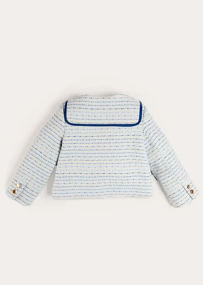 Brighton Boucle Tweed Gold Button Jacket in Blue (2-12yrs) COATS from Pepa London