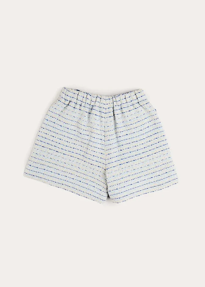 Brighton Boucle Tweed Gold Button Shorts in Blue (4-12yrs) SHORTS from Pepa London