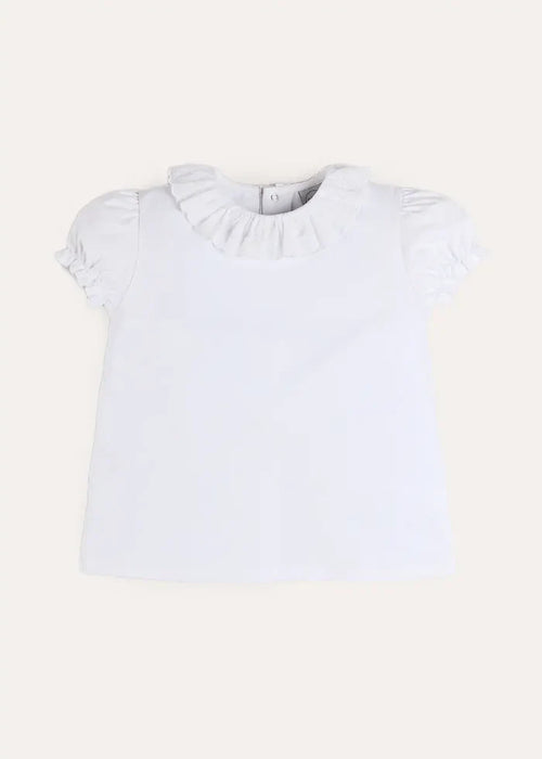 Broderie Anglaise Frill Collar Top in White (2-12yrs) TOPS & BODYSUITS from Pepa London