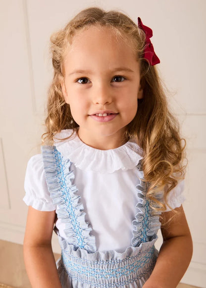 Broderie Anglaise Frill Collar Top in White (2-12yrs) TOPS & BODYSUITS from Pepa London