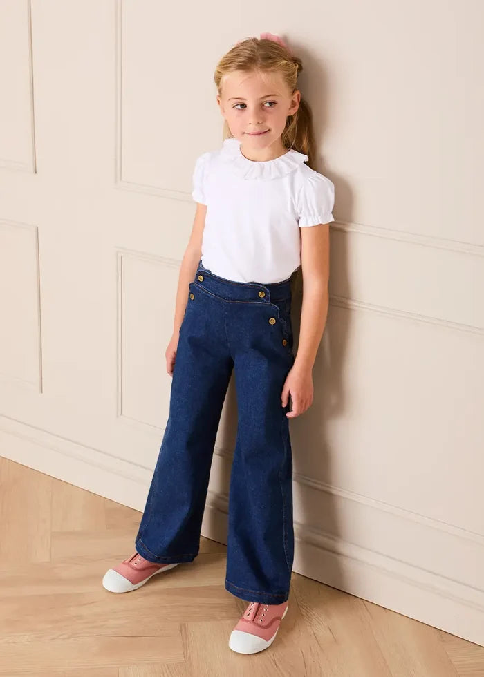 Broderie Anglaise Frill Collar Top in White (2-12yrs) TOPS & BODYSUITS from Pepa London