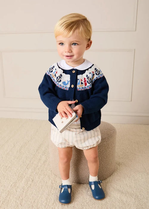 Brompton Stripe Pocket Detail Bloomers in Beige (6mths-3yrs) BLOOMERS from Pepa London