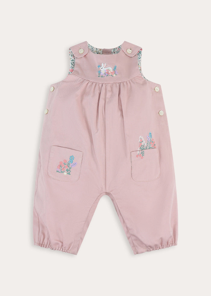 Bunny Floral Embroidered Pocket Detail Dungarees in Pink (12mths-4yrs) DUNGAREES from Pepa London