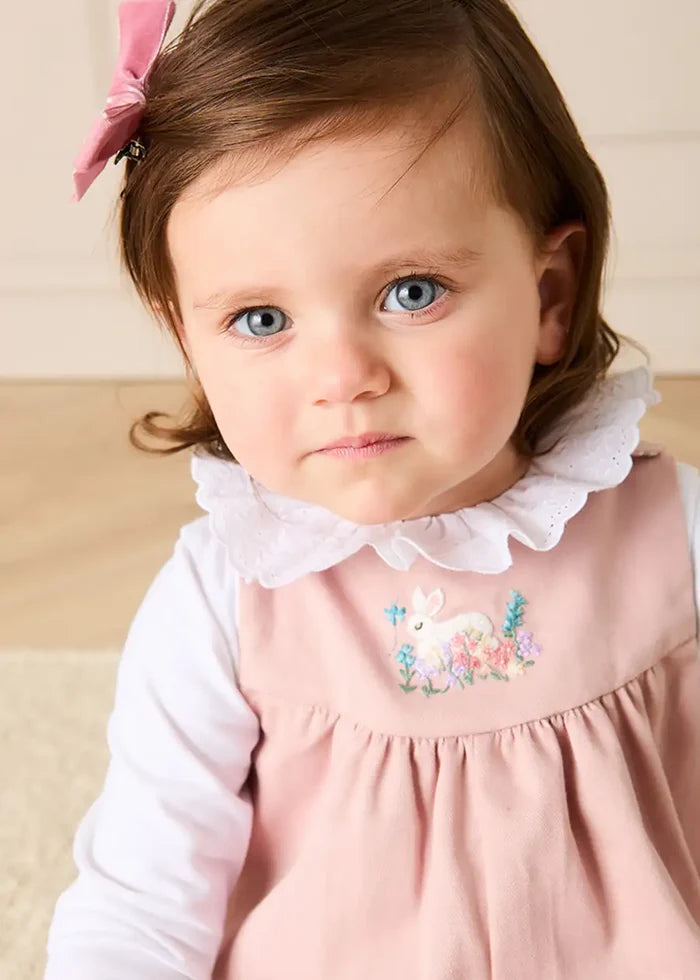 Bunny Floral Embroidered Pocket Detail Dungarees in Pink (12mths-4yrs) DUNGAREES from Pepa London