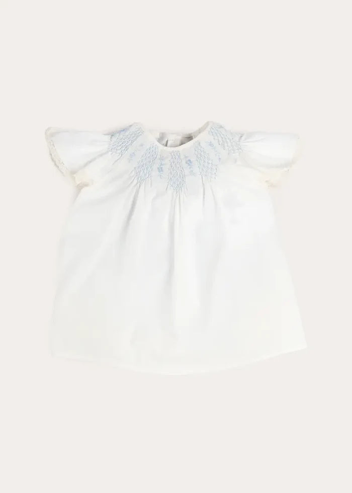 Butterfly Embroidered Lace Detail Cap Sleeve Blouse in White (18mths-10yrs) BLOUSES from Pepa London