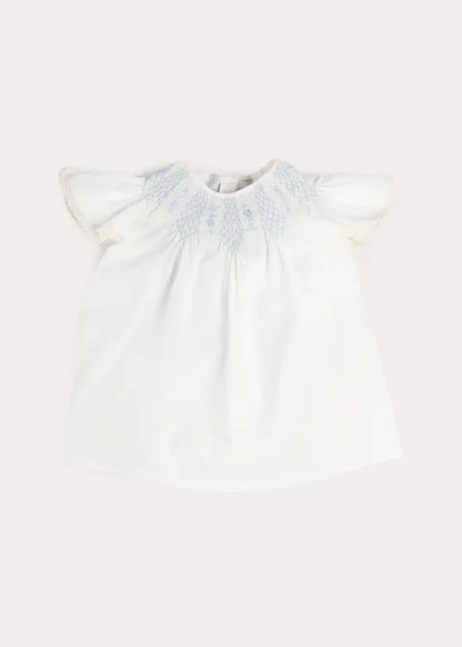 Butterfly Embroidered Lace Detail Cap Sleeve Blouse in White (18mths-10yrs) BLOUSES from Pepa London