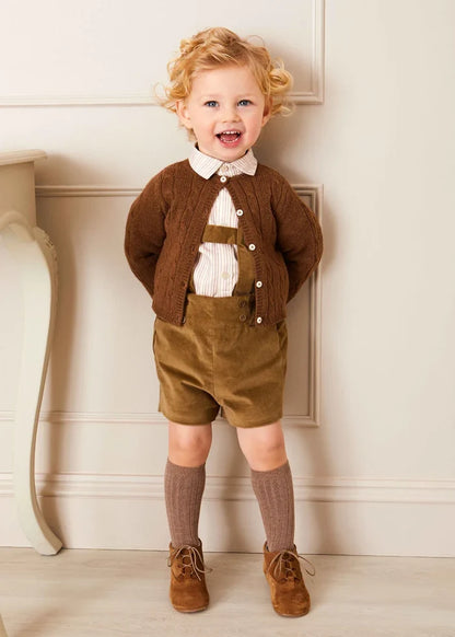 Cable Cardigan in Brown (6mths-3yrs) KNITWEAR from Pepa London