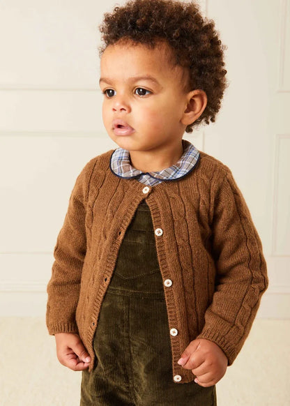 Cable Cardigan in Brown (6mths-3yrs) KNITWEAR from Pepa London