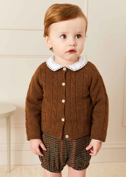 Cable Cardigan in Brown (6mths-3yrs) KNITWEAR from Pepa London