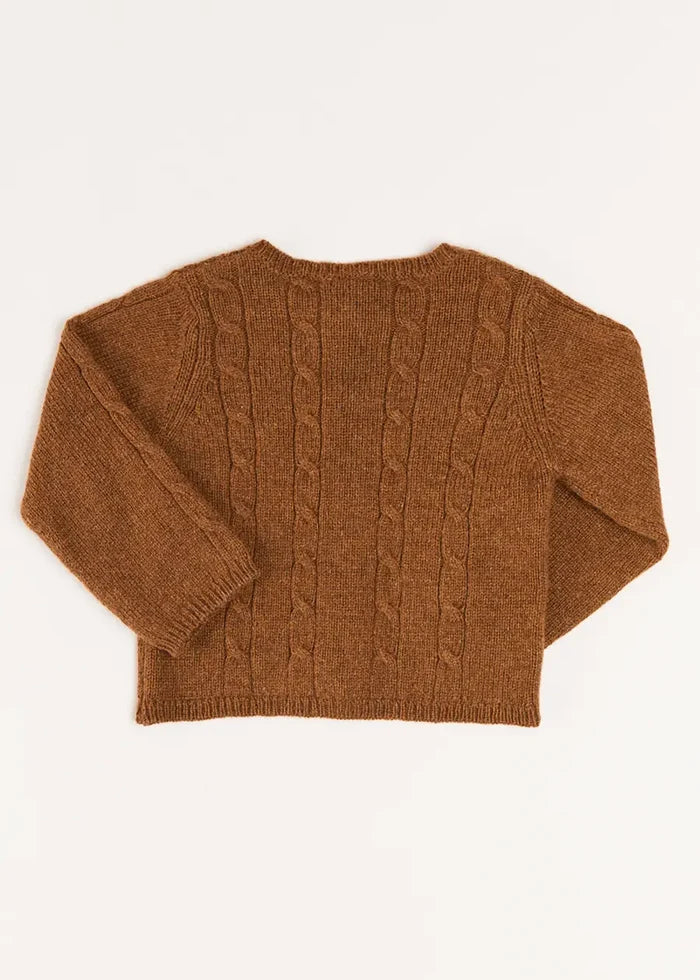 Cable Cardigan in Brown (6mths-3yrs) KNITWEAR from Pepa London