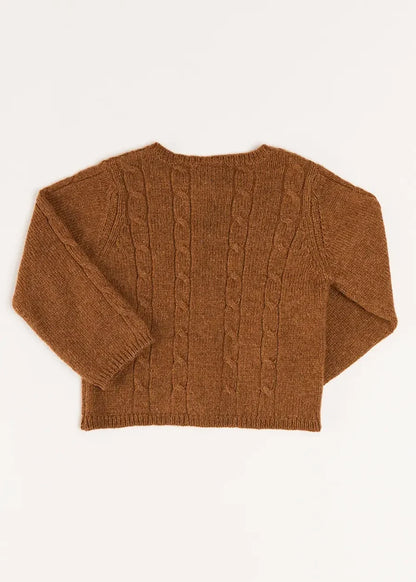 Cable Cardigan in Brown (6mths-3yrs) KNITWEAR from Pepa London