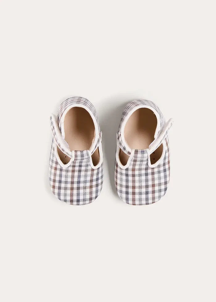Cadogan Houndstooth T-Bar Pram Shoes in Brown (17-2EU) SHOES from Pepa London