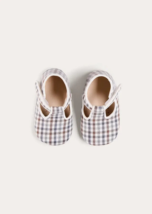 Cadogan Houndstooth T-Bar Pram Shoes in Brown (17-2EU) SHOES from Pepa London