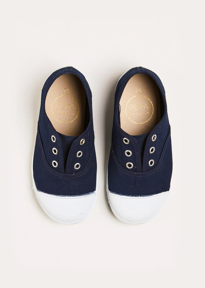 Canvas Plimsolls in Navy (20-36EU) SHOES from Pepa London