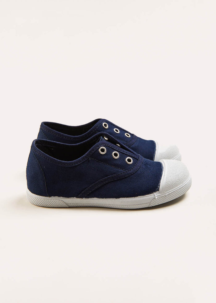Canvas Plimsolls in Navy (20-36EU) SHOES from Pepa London