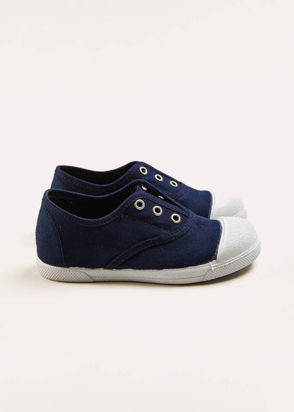 Canvas Plimsolls in Navy (20-36EU) SHOES from Pepa London