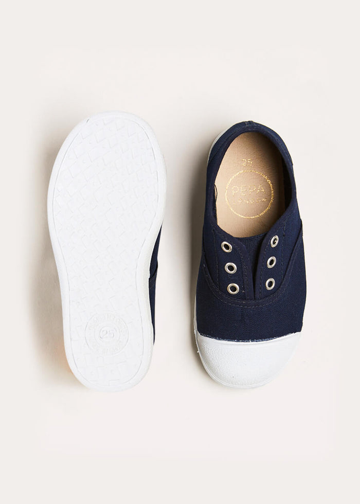 Canvas Plimsolls in Navy (20-36EU) SHOES from Pepa London