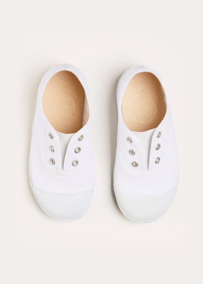 Canvas Plimsolls in White (20-36EU) SHOES from Pepa London