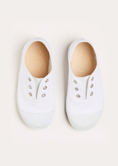 Canvas Plimsolls in White (20-36EU) SHOES from Pepa London