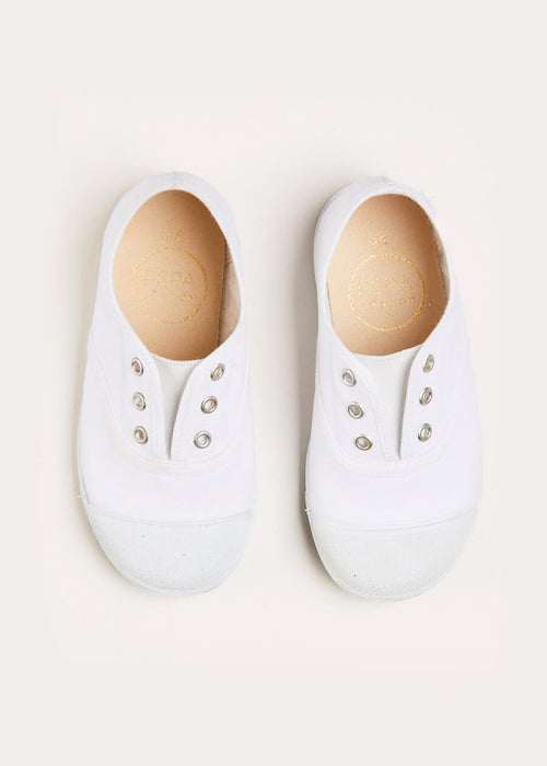 Canvas Plimsolls in White (20-36EU) SHOES from Pepa London