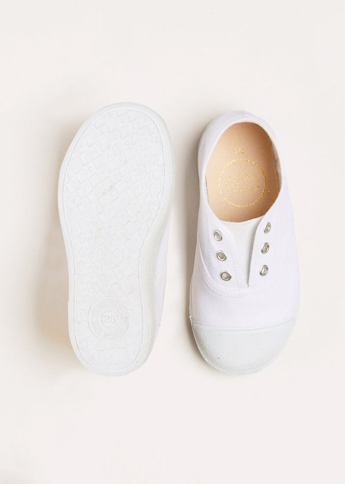 Canvas Plimsolls in White (20-36EU) SHOES from Pepa London