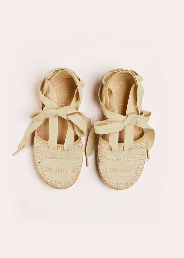 Canvas Tie Detail Espadrilles in Beige (24-34EU) SHOES from Pepa London