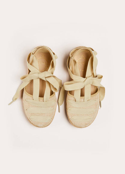 Canvas Tie Detail Espadrilles in Beige (24-34EU) SHOES from Pepa London