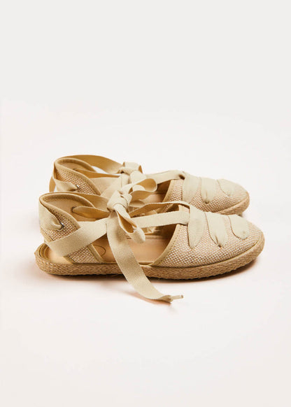 Canvas Tie Detail Espadrilles in Beige (24-34EU) SHOES from Pepa London