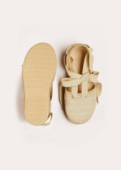 Canvas Tie Detail Espadrilles in Beige (24-34EU) SHOES from Pepa London