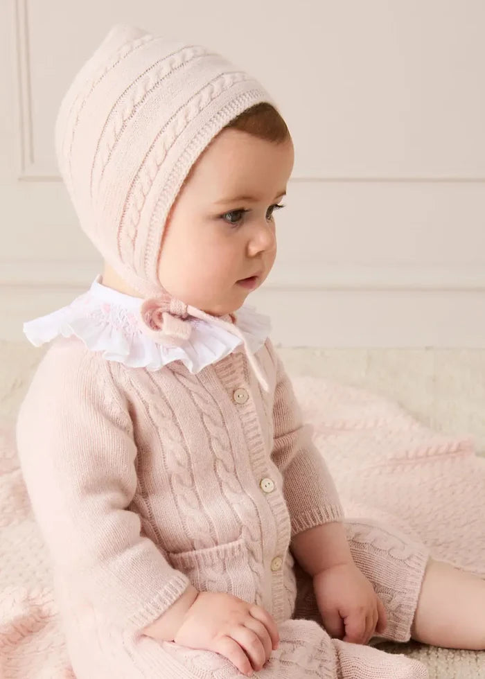 Cashmere Cable Knit Bonnet in Pink (XS-L) BONNETS from Pepa London
