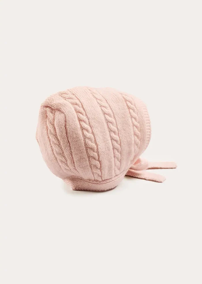 Cashmere Cable Knit Bonnet in Pink (XS-L) BONNETS from Pepa London
