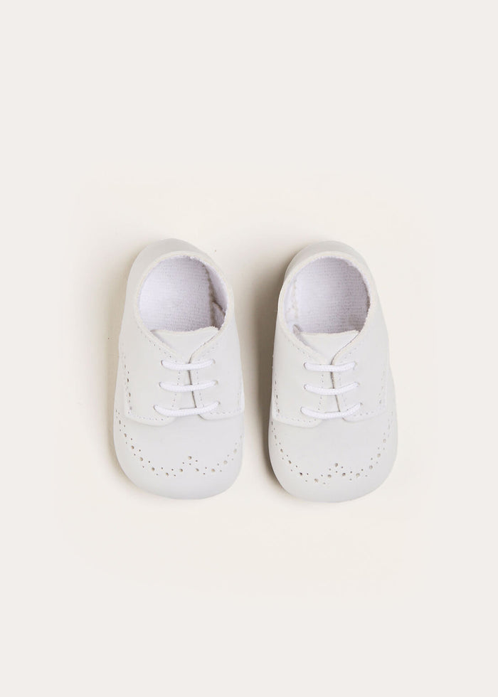 Celebration Lace-up Pram Shoes in White (17-20EU) SHOES from Pepa London