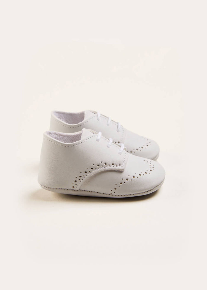 Celebration Lace-up Pram Shoes in White (17-20EU) SHOES from Pepa London