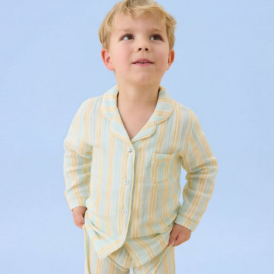 Blue Striped Button Up Pyjamas