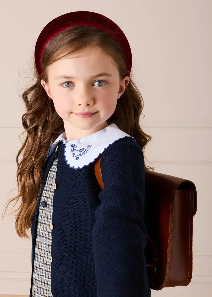 Clermont Houndstooth Jacquard Pinafore Dress in Blue (18mths-12yrs) DRESSES from Pepa London