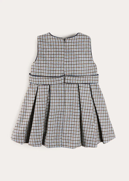 Clermont Houndstooth Jacquard Pinafore Dress in Blue (18mths-12yrs) DRESSES from Pepa London