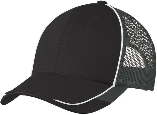No-Logo CLOSEOUT - Port Authority Colorblock Mesh Back Cap-Headwear-Port Authority-Black/White/Magnet-OSFA-Thread Logic